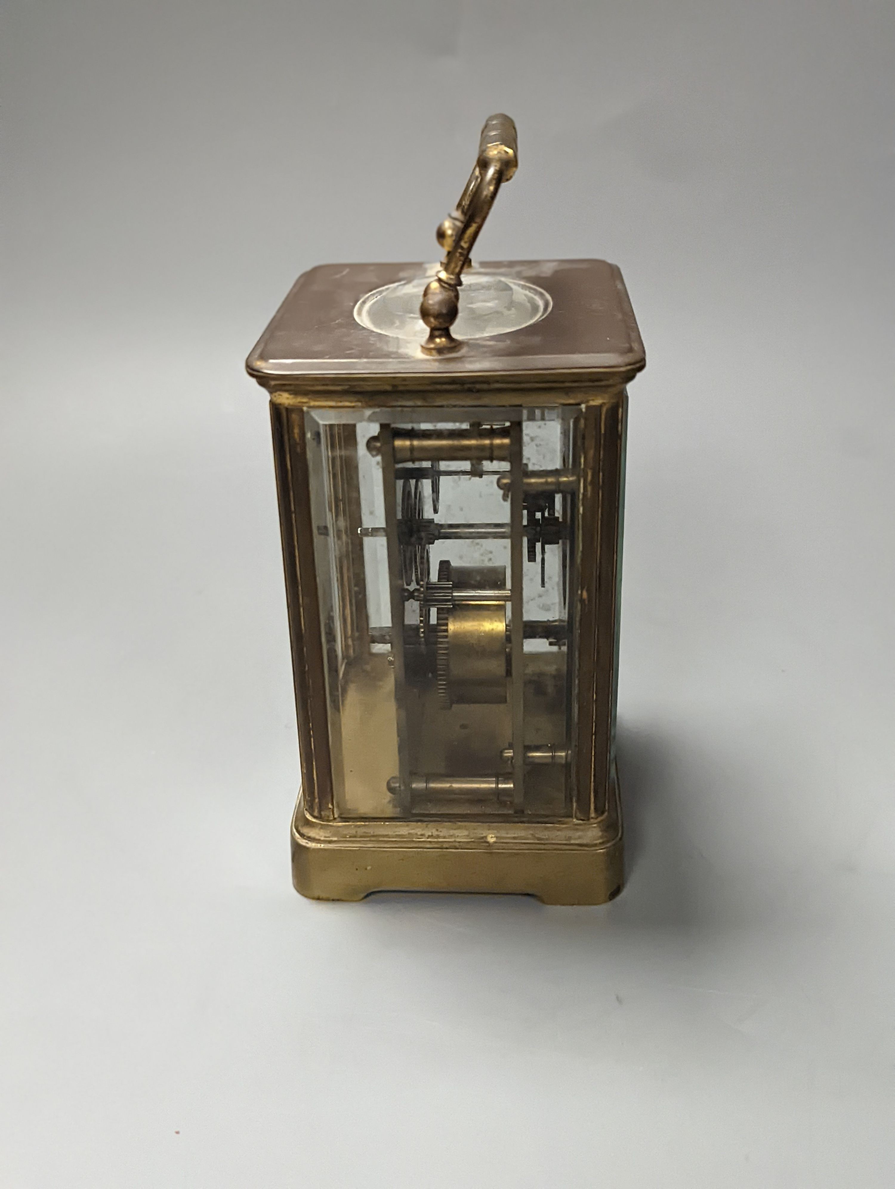 A French brass carriage timepiece 15cm